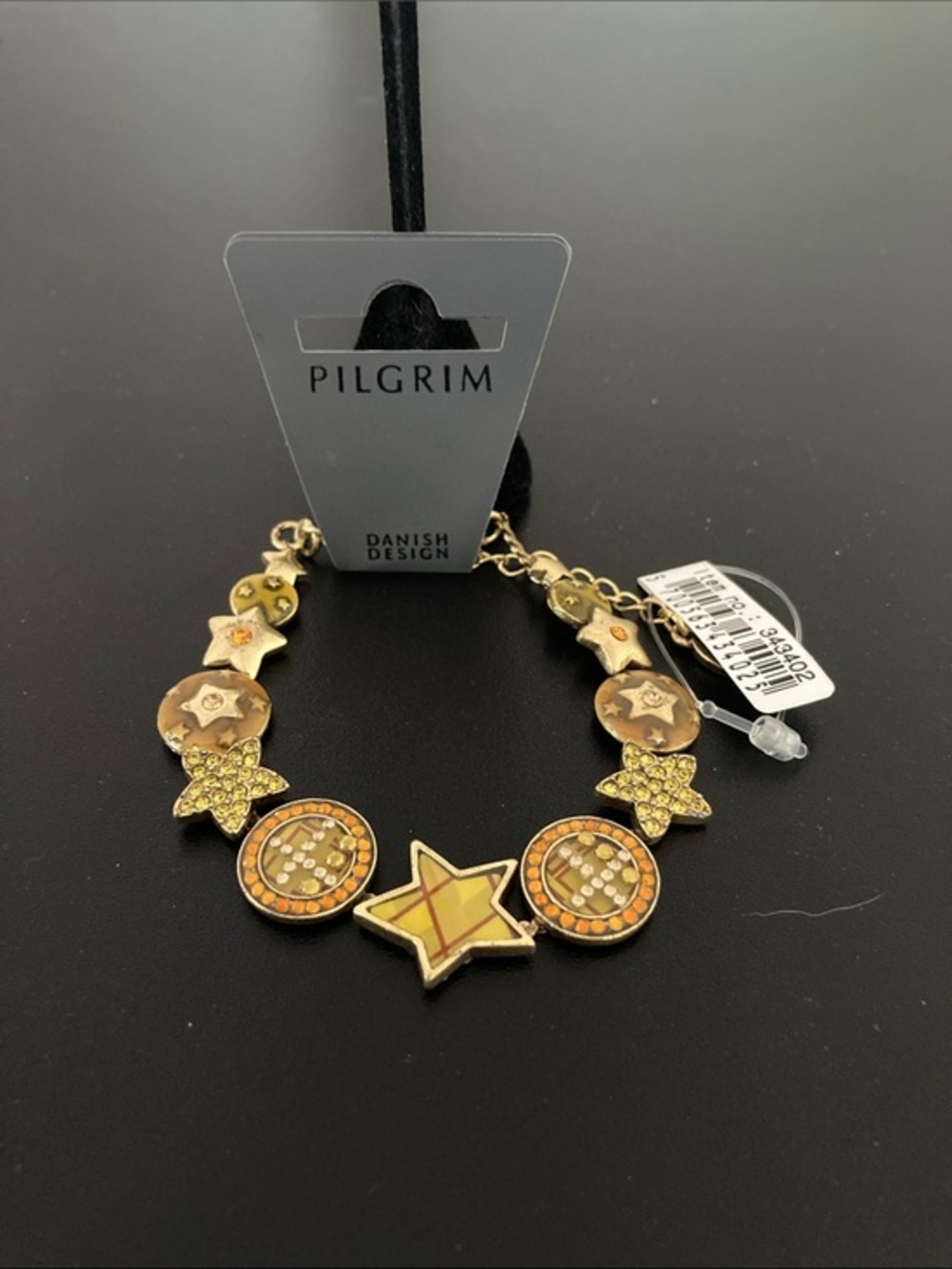 Pilgrim Gold and Orange Star Motif Bracelet